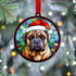 Bull Mastiff in Santa Hat Suncatcher Decoration